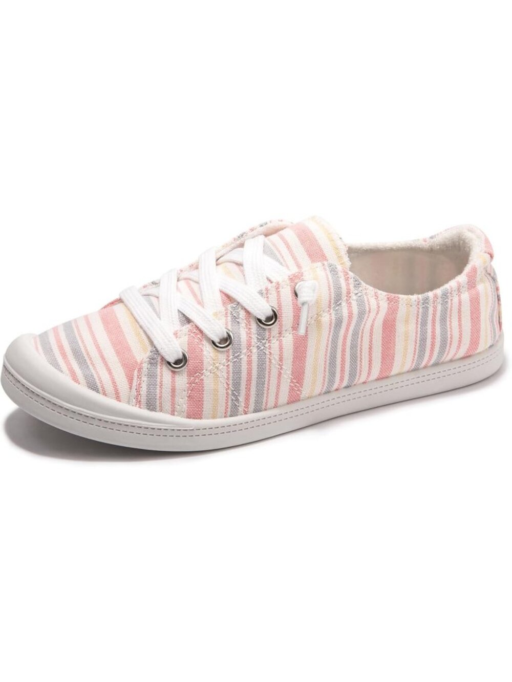 Women's Pink Grey Stripe Tennis Shoes Classic Low Top Athletic Running Sneakers